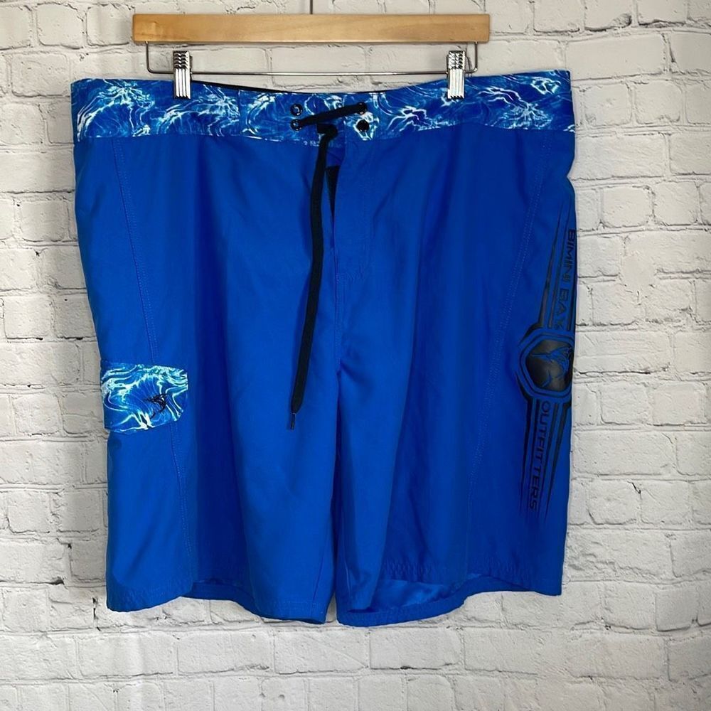 Bimini Bay Outfitters Men’s Blue Black Swim Trunks Board‎ Shorts size 40